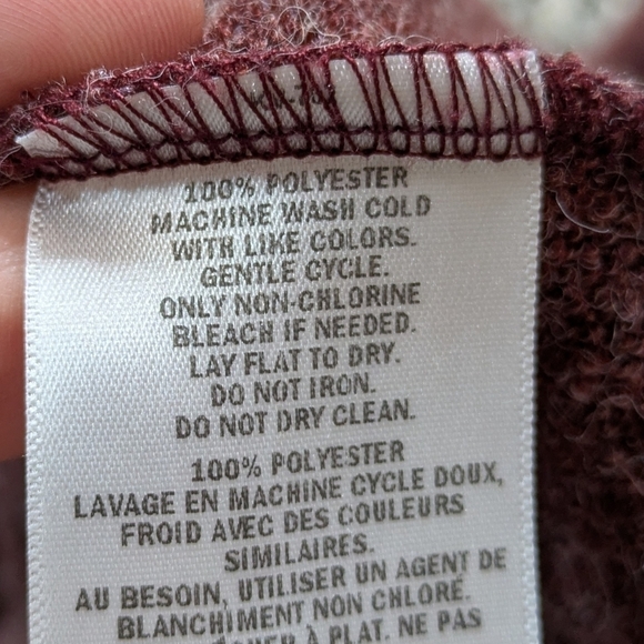 Kavu maroon fuzzy crossover mock neck long sleeve sweater S - Picture 9 of 9